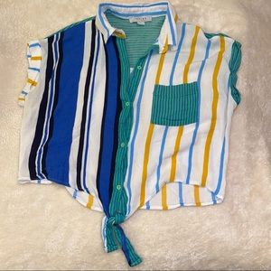 FAVLUX Women’s Cropped Stripe Top Size L